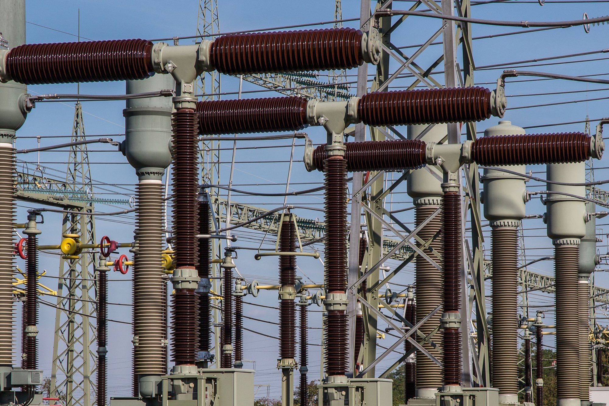 High-voltage equipment at an electrical substation